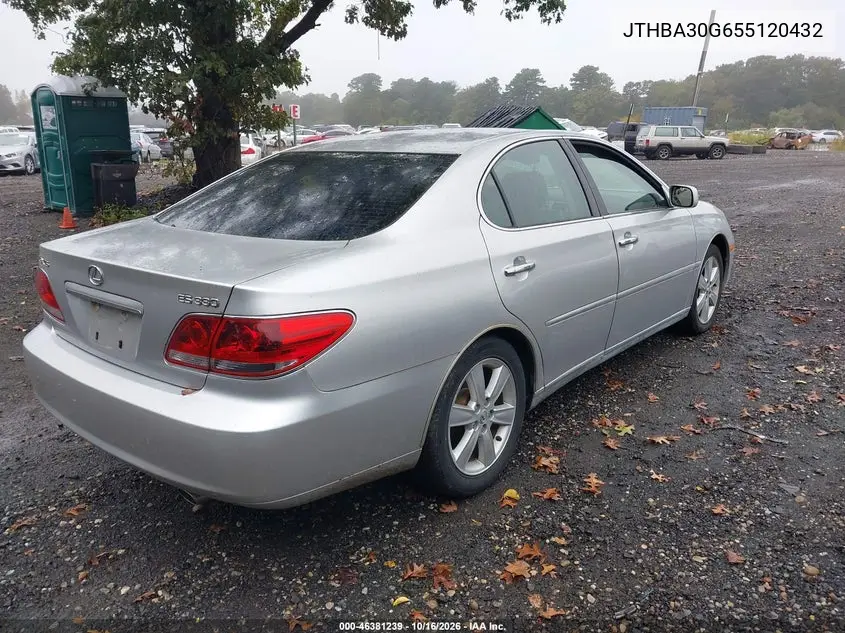 2005 LEXUS ES VIN JTHBA30G655120432 — фото 4