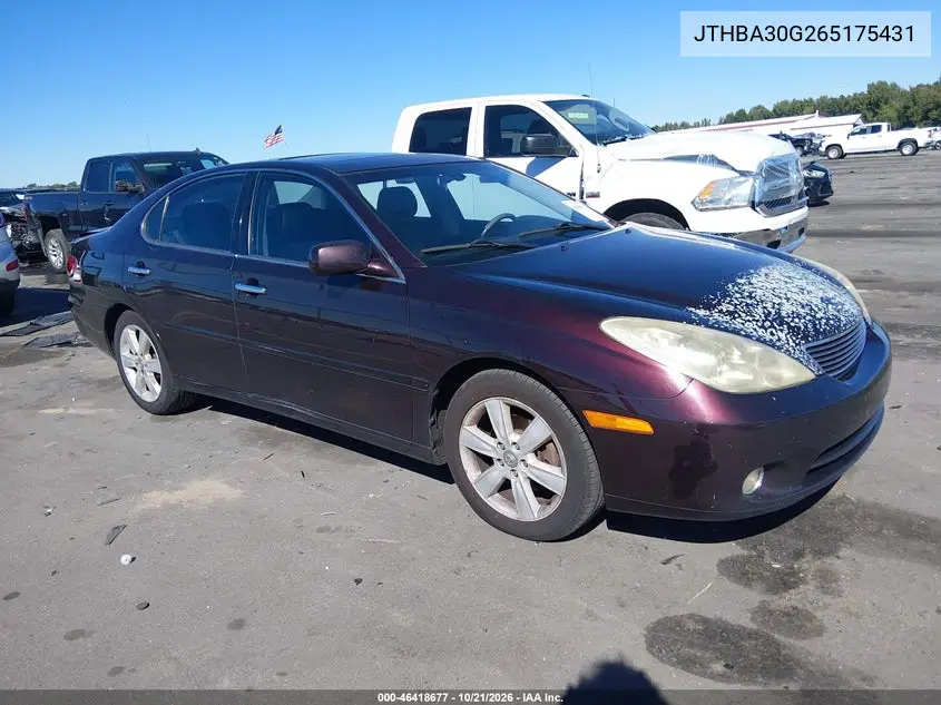 LEXUS ES 2006, VIN JTHBA30G265175431