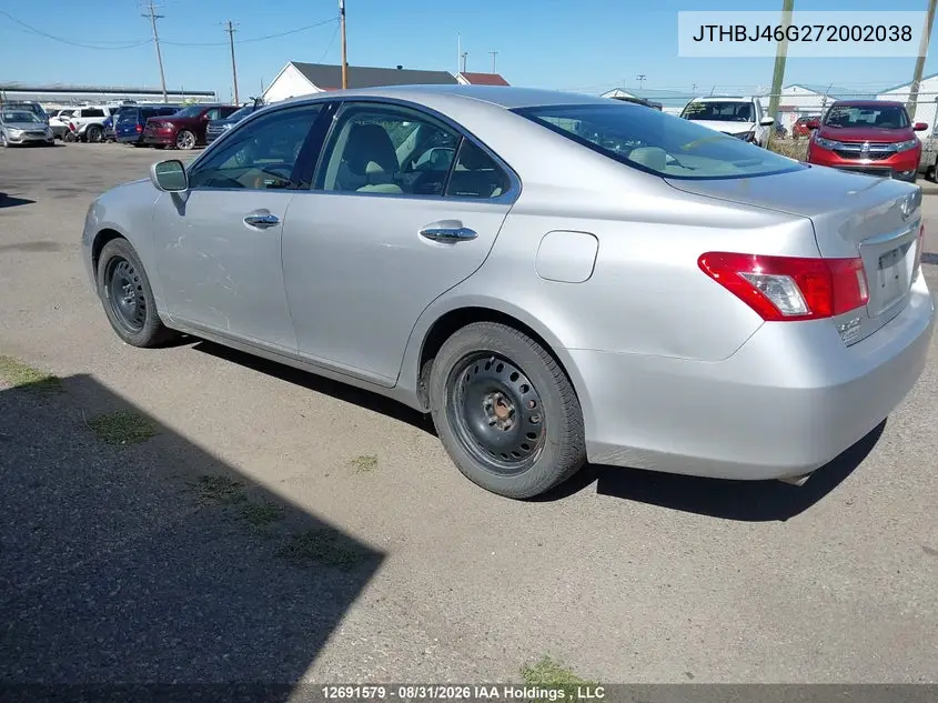 2007 LEXUS ES VIN JTHBJ46G272002038 — фото 3