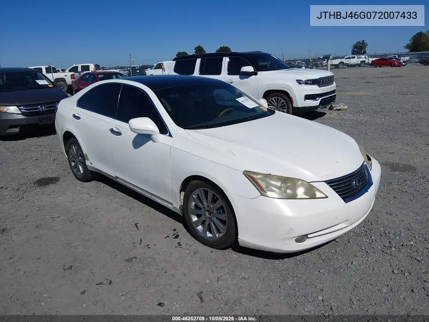 LEXUS ES 2007, VIN JTHBJ46G072007433