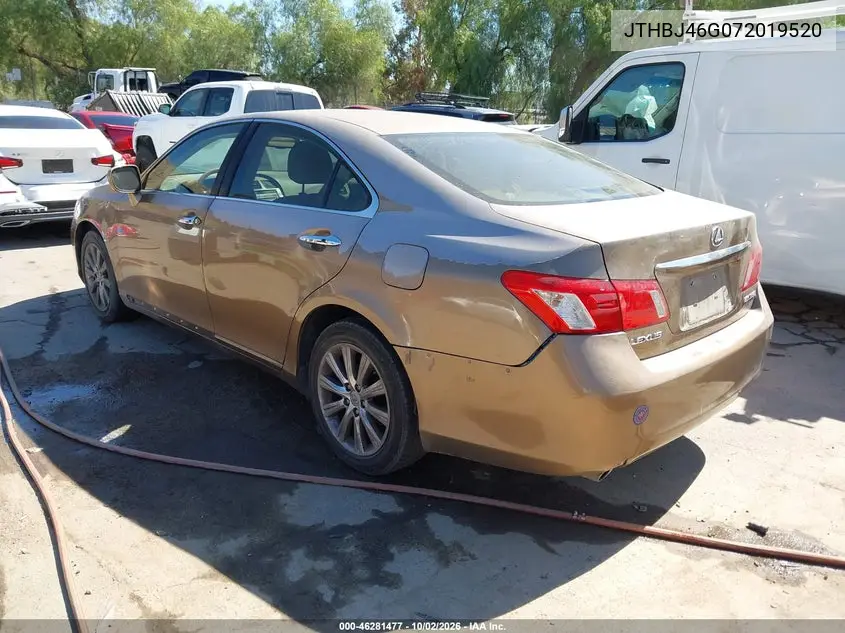 2007 LEXUS ES VIN JTHBJ46G072019520 — фото 3