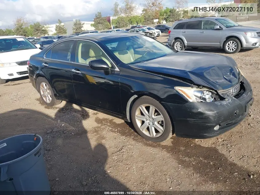 LEXUS ES 2007, VIN JTHBJ46GX72027110