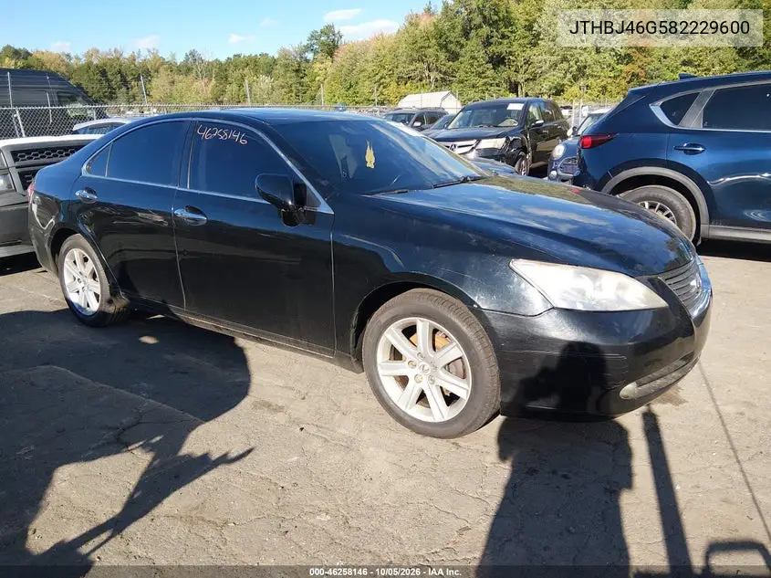 LEXUS ES 2008, VIN JTHBJ46G582229600