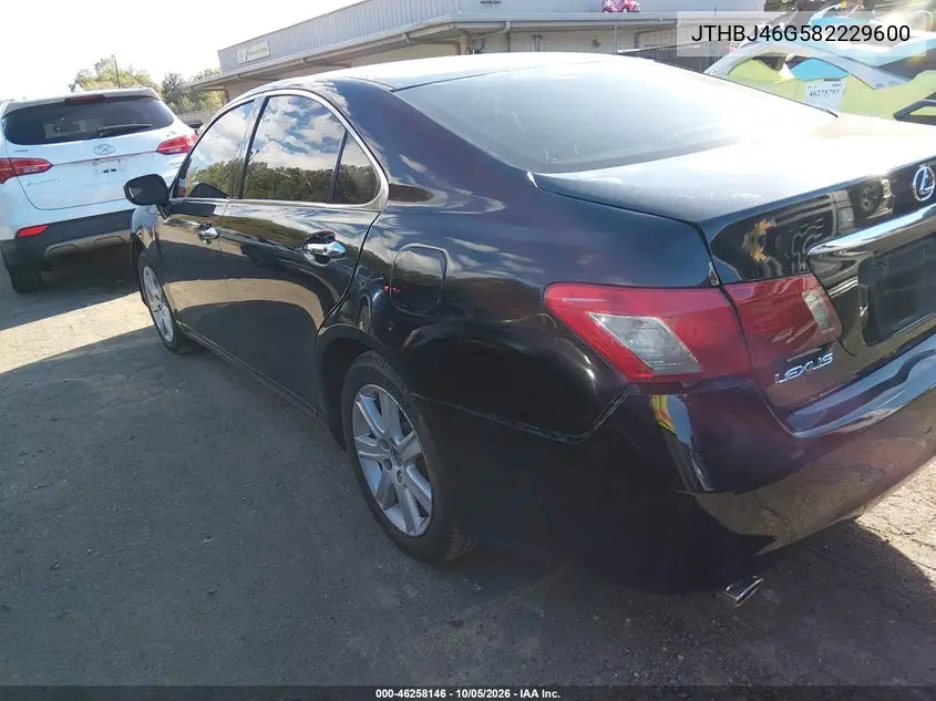 2008 LEXUS ES VIN JTHBJ46G582229600 — фото 3