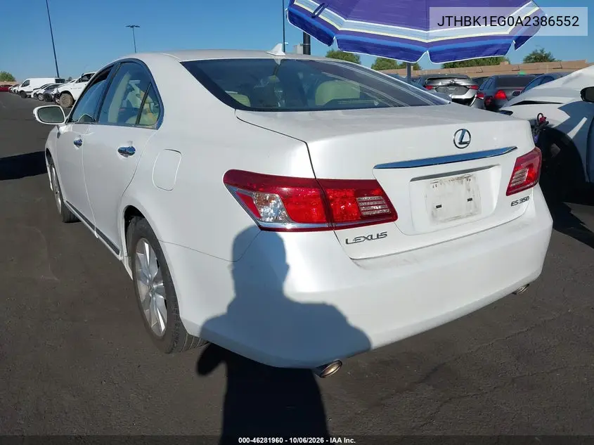 2010 LEXUS ES VIN JTHBK1EG0A2386552 — фото 3