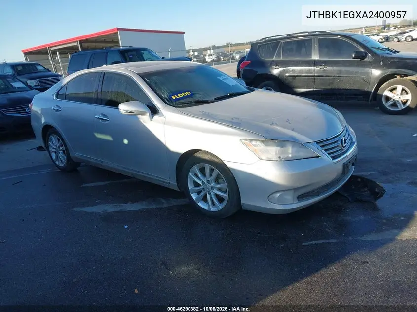 LEXUS ES 2010, VIN JTHBK1EGXA2400957