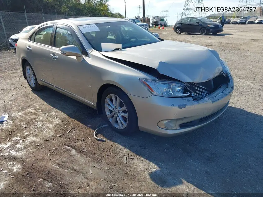 LEXUS ES 2010, VIN JTHBK1EG8A2364797