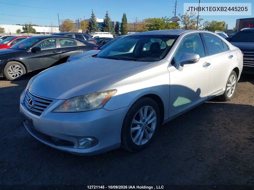 2011 LEXUS ES VIN JTHBK1EGXB2445205 — фото 2