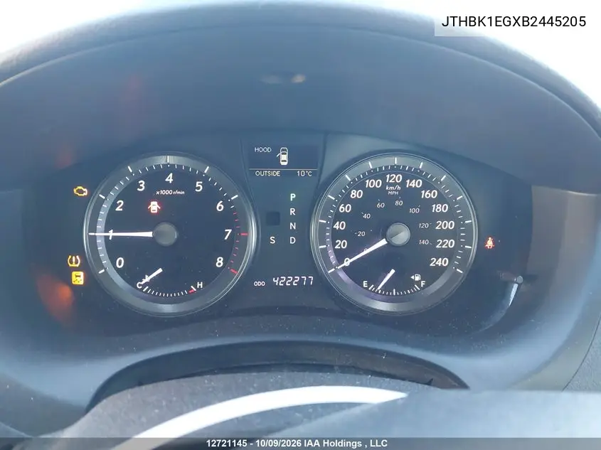 2011 LEXUS ES VIN JTHBK1EGXB2445205 — фото 7