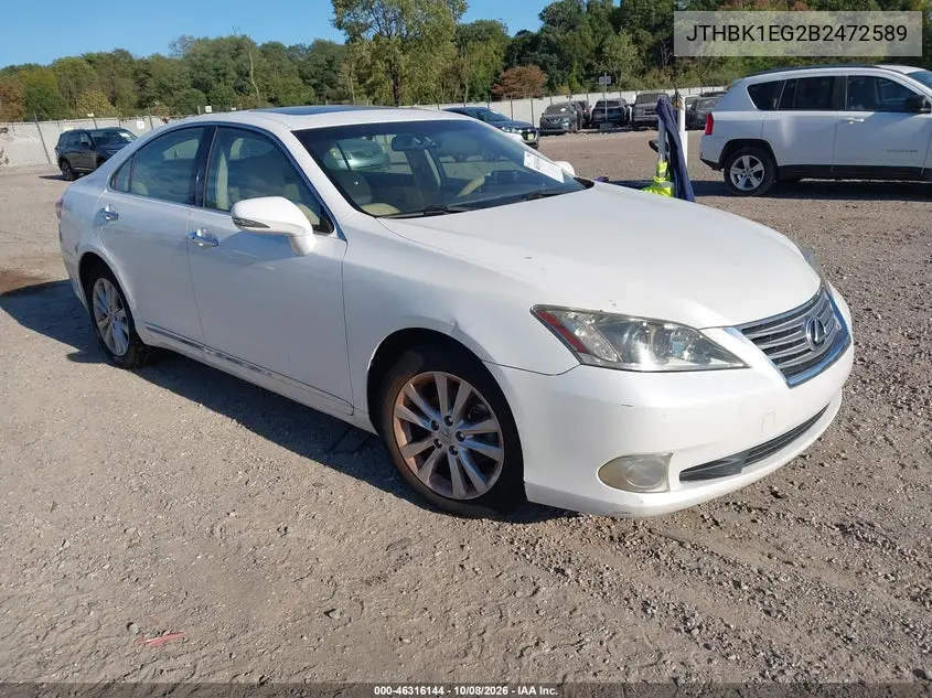 LEXUS ES 2011, VIN JTHBK1EG2B2472589