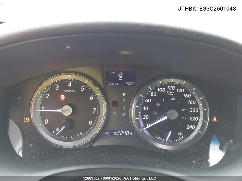 2012 LEXUS ES VIN JTHBK1EG3C2501048 — фото 7