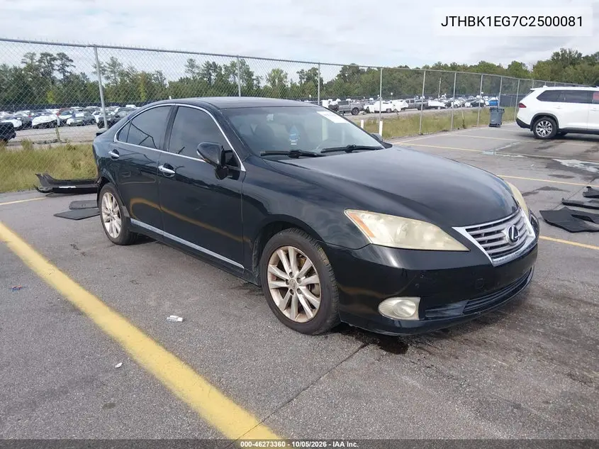 LEXUS ES 2012, VIN JTHBK1EG7C2500081