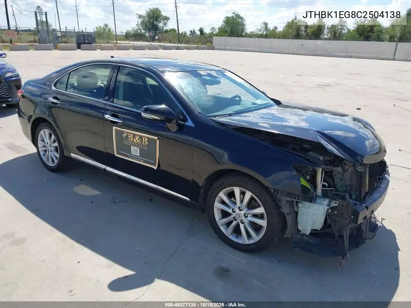 LEXUS ES 2012, VIN JTHBK1EG8C2504138