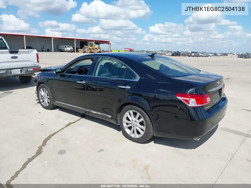 2012 LEXUS ES VIN JTHBK1EG8C2504138 — фото 3
