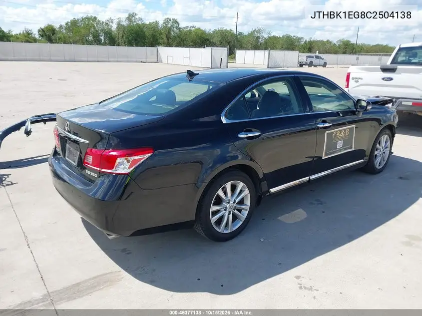 2012 LEXUS ES VIN JTHBK1EG8C2504138 — фото 4