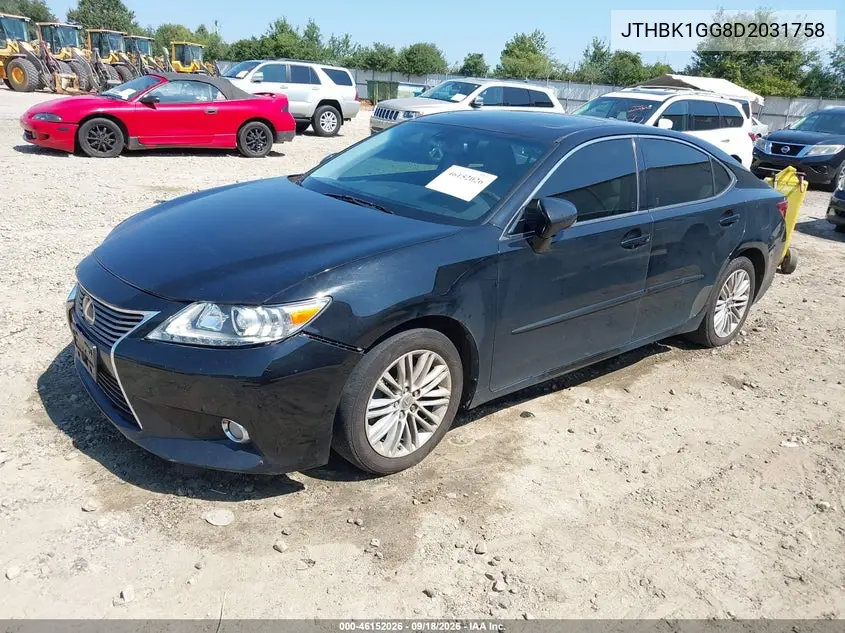 2013 LEXUS ES VIN JTHBK1GG8D2031758 — фото 2