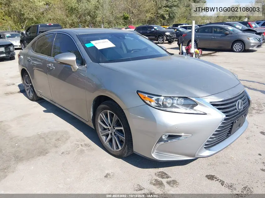 LEXUS ES 2016, VIN JTHBW1GG0G2108003