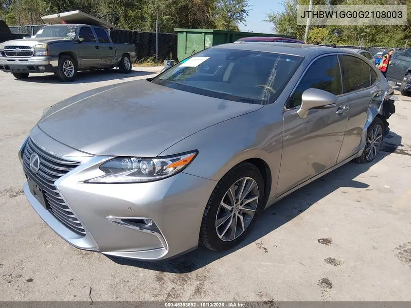 2016 LEXUS ES VIN JTHBW1GG0G2108003 — фото 2