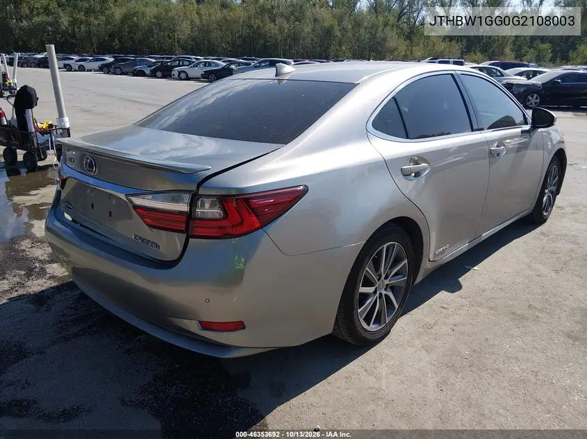2016 LEXUS ES VIN JTHBW1GG0G2108003 — фото 4