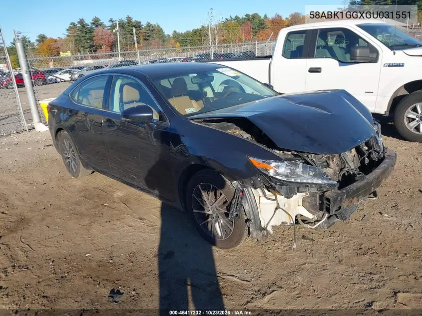 LEXUS ES 2016, VIN 58ABK1GGXGU031551