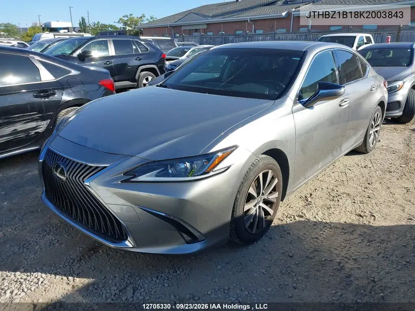 2019 LEXUS ES VIN JTHBZ1B18K2003843 — фото 2