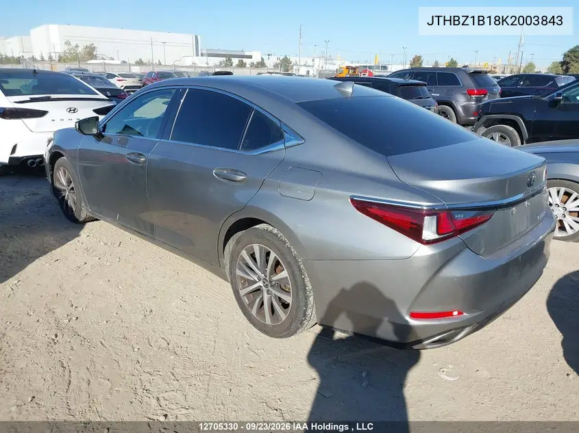 2019 LEXUS ES VIN JTHBZ1B18K2003843 — фото 3
