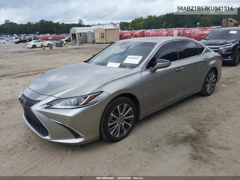 2019 LEXUS ES VIN 58ABZ1B17KU041316 — фото 2