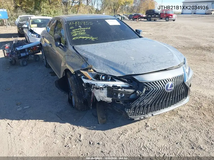 LEXUS ES 2019, VIN JTHB21B1XK2034936