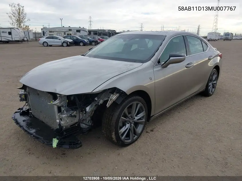 2021 LEXUS ES VIN 58AB11D13MU007767 — фото 2