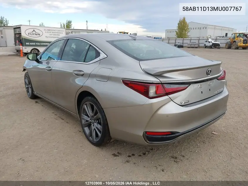 2021 LEXUS ES VIN 58AB11D13MU007767 — фото 3