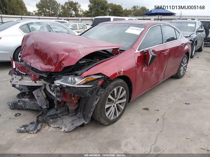 2021 LEXUS ES VIN 58AD11D13MU005168 — фото 2