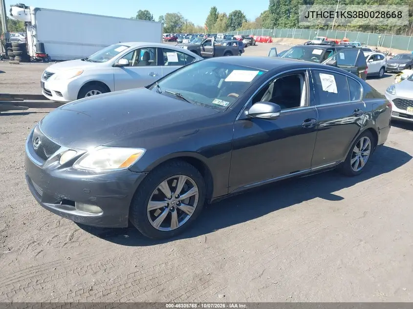 2011 LEXUS GS VIN JTHCE1KS3B0028668 — фото 2