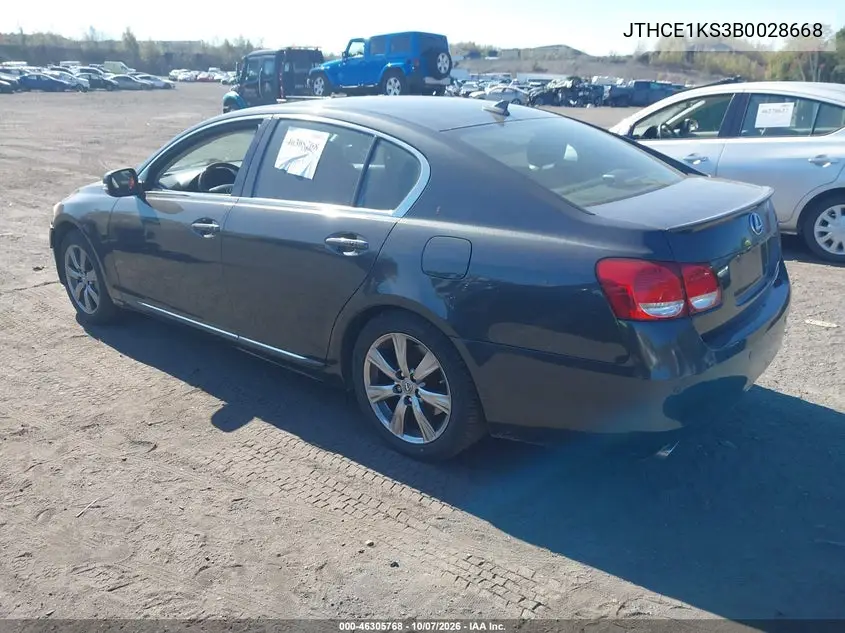 2011 LEXUS GS VIN JTHCE1KS3B0028668 — фото 3