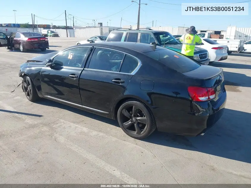 2011 LEXUS GS VIN JTHBE1KS3B0051234 — фото 3