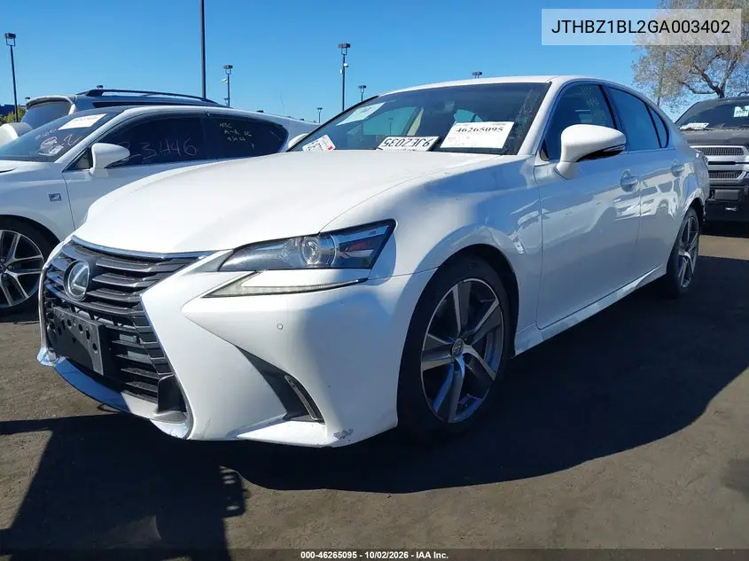 2016 LEXUS GS VIN JTHBZ1BL2GA003402 — фото 2