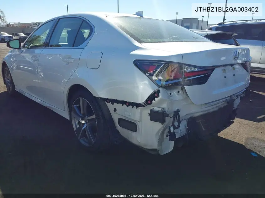 2016 LEXUS GS VIN JTHBZ1BL2GA003402 — фото 3