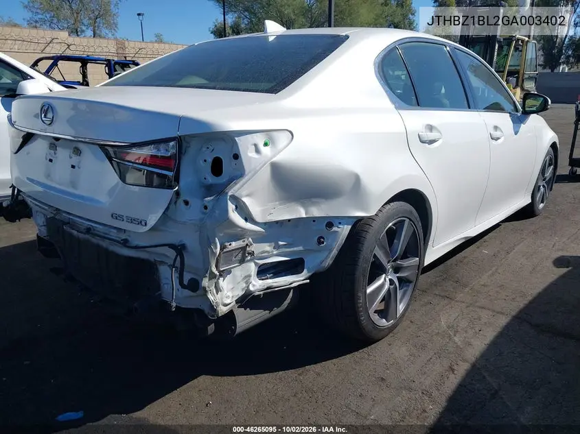 2016 LEXUS GS VIN JTHBZ1BL2GA003402 — фото 4