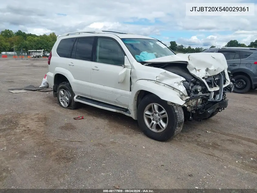 LEXUS GX 2004, VIN JTJBT20X540029361