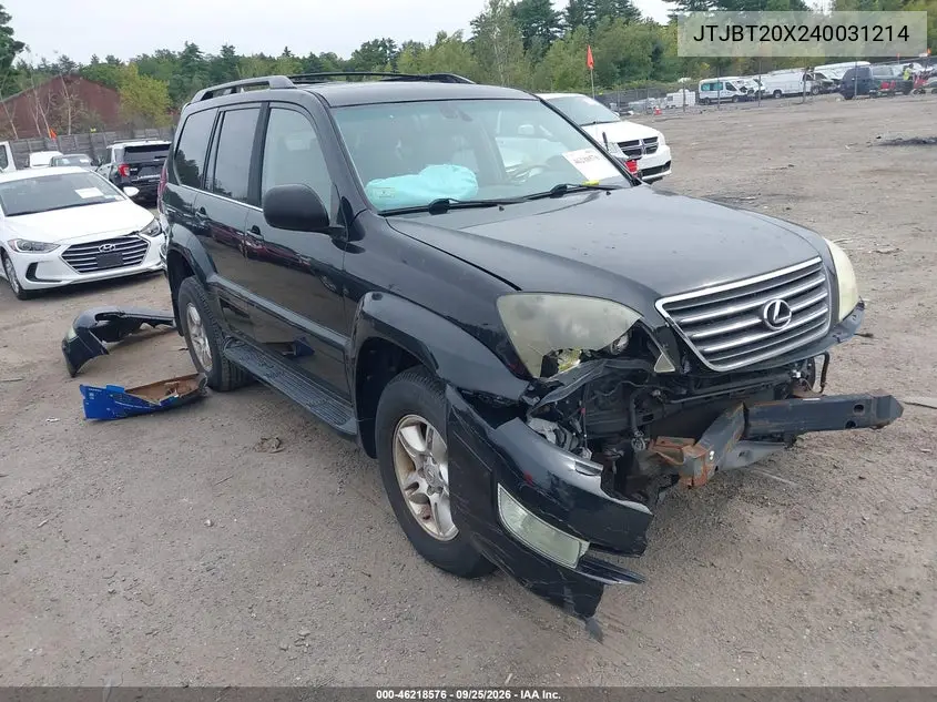 LEXUS GX 2004, VIN JTJBT20X240031214