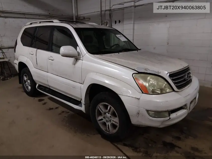LEXUS GX 2004, VIN JTJBT20X940063805