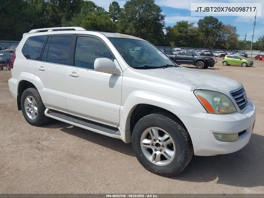 LEXUS GX 2006, VIN JTJBT20X760098717
