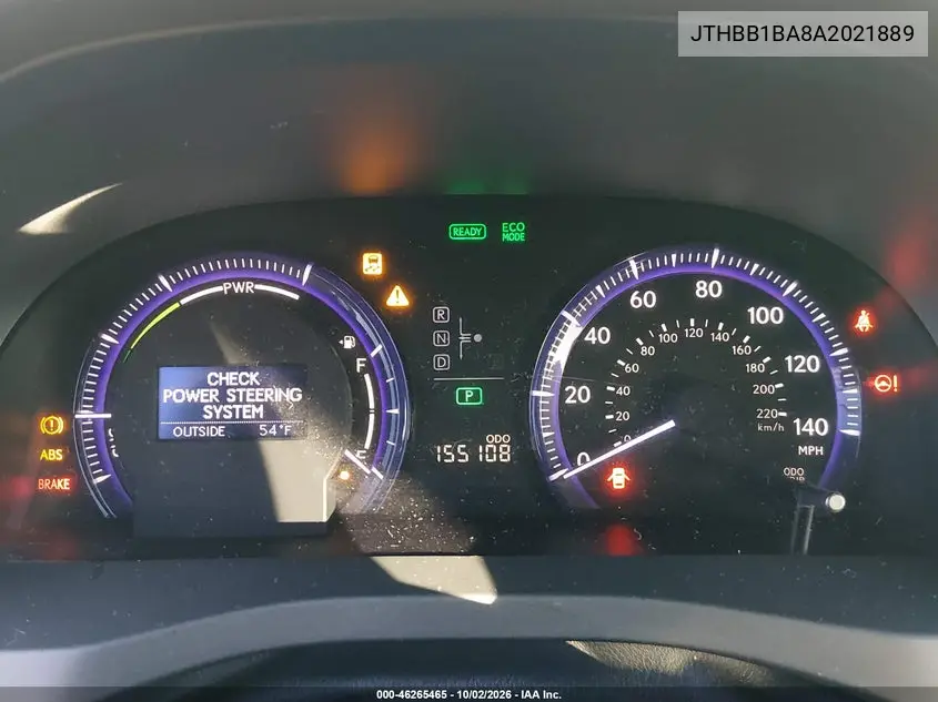 2010 LEXUS HS VIN JTHBB1BA8A2021889 — фото 7