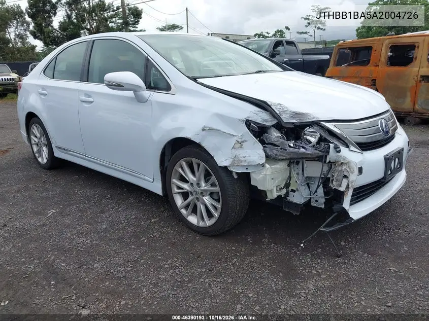 LEXUS HS 2010, VIN JTHBB1BA5A2004726