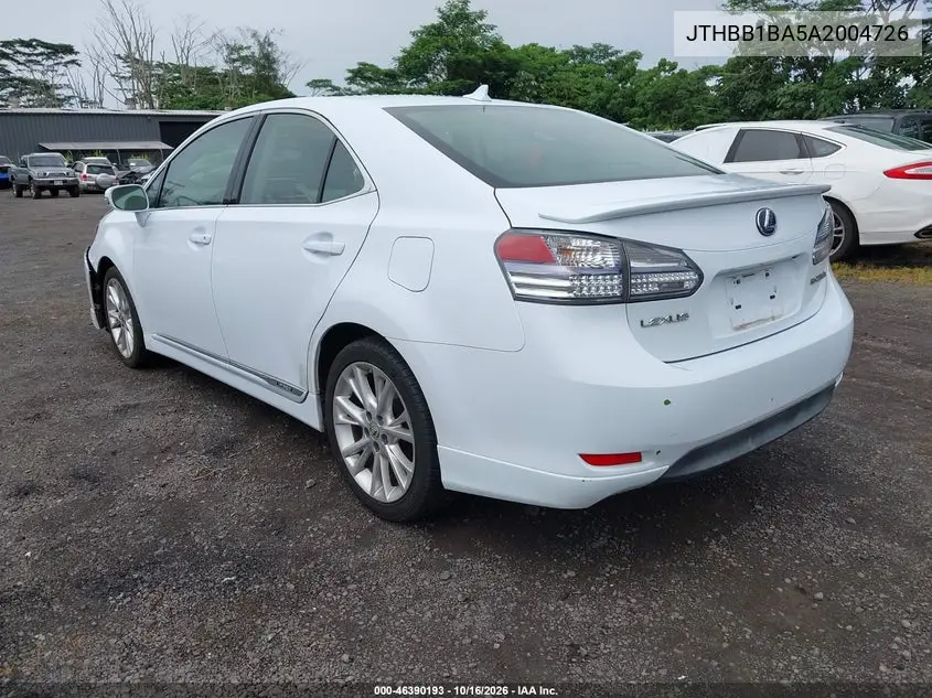 2010 LEXUS HS VIN JTHBB1BA5A2004726 — фото 3