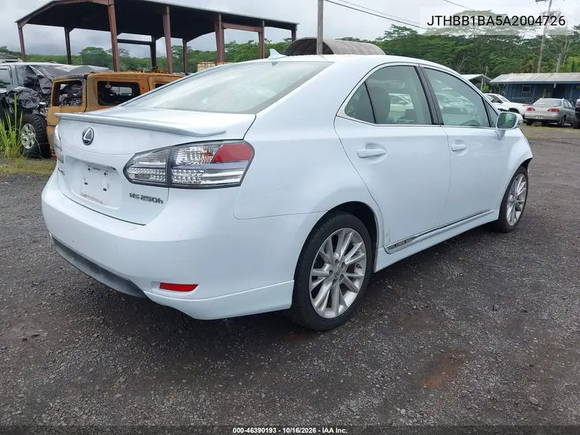 2010 LEXUS HS VIN JTHBB1BA5A2004726 — фото 4