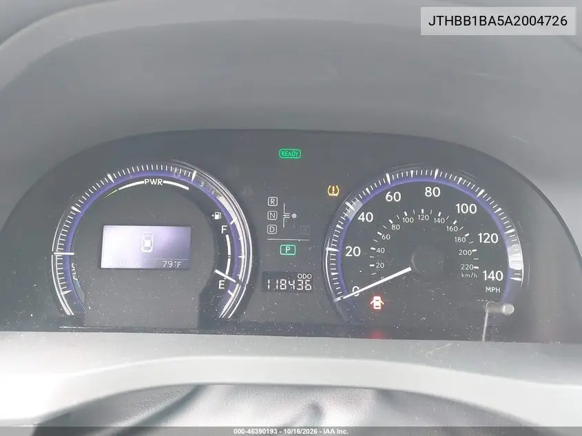 2010 LEXUS HS VIN JTHBB1BA5A2004726 — фото 7