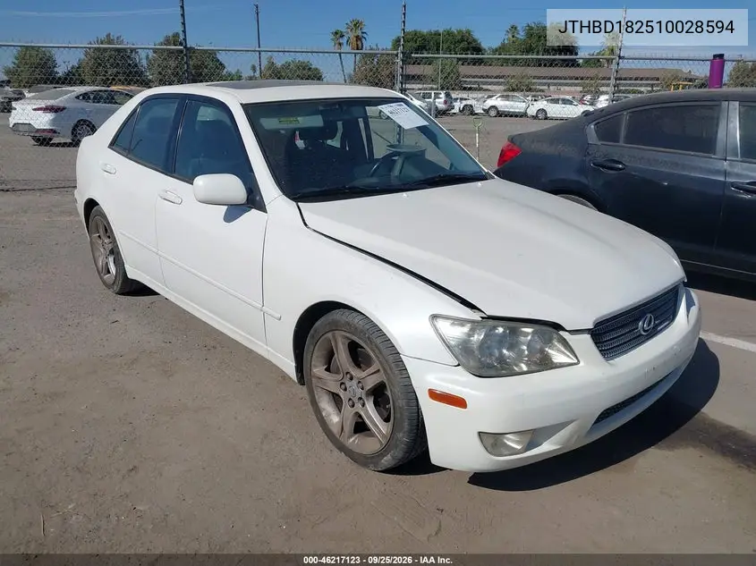 LEXUS IS 2001, VIN JTHBD182510028594