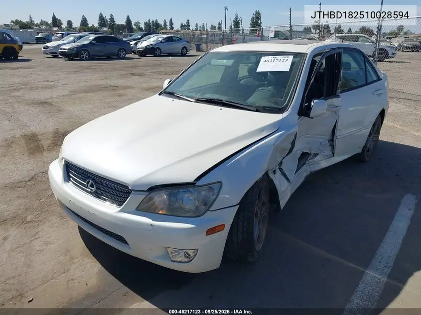 2001 LEXUS IS VIN JTHBD182510028594 — фото 2