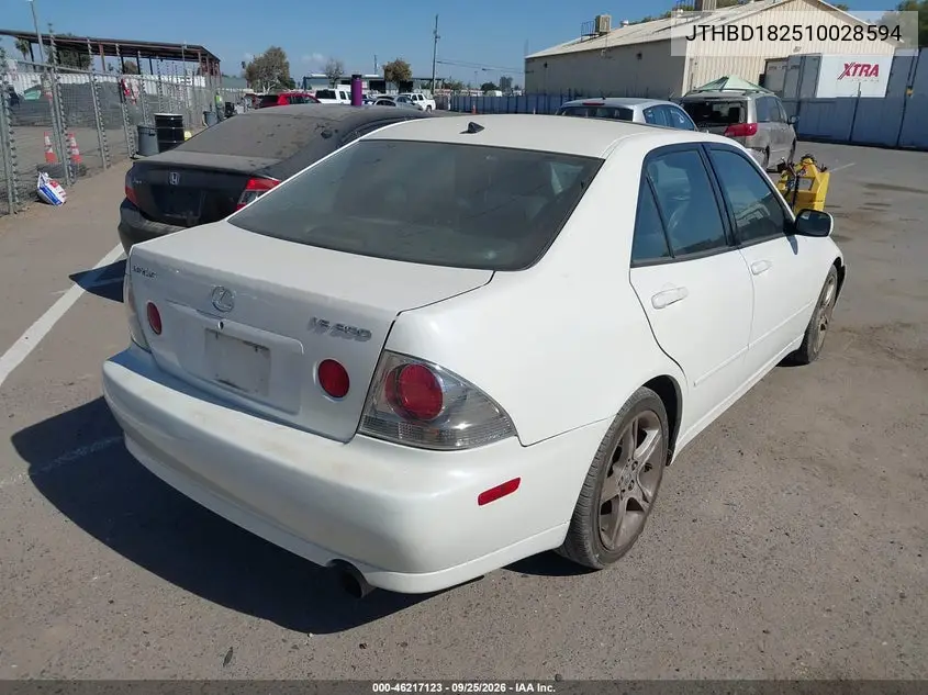 2001 LEXUS IS VIN JTHBD182510028594 — фото 4