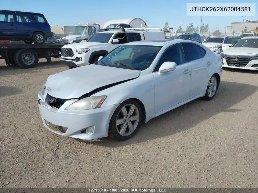 2006 LEXUS IS VIN JTHCK262X62004581 — фото 2